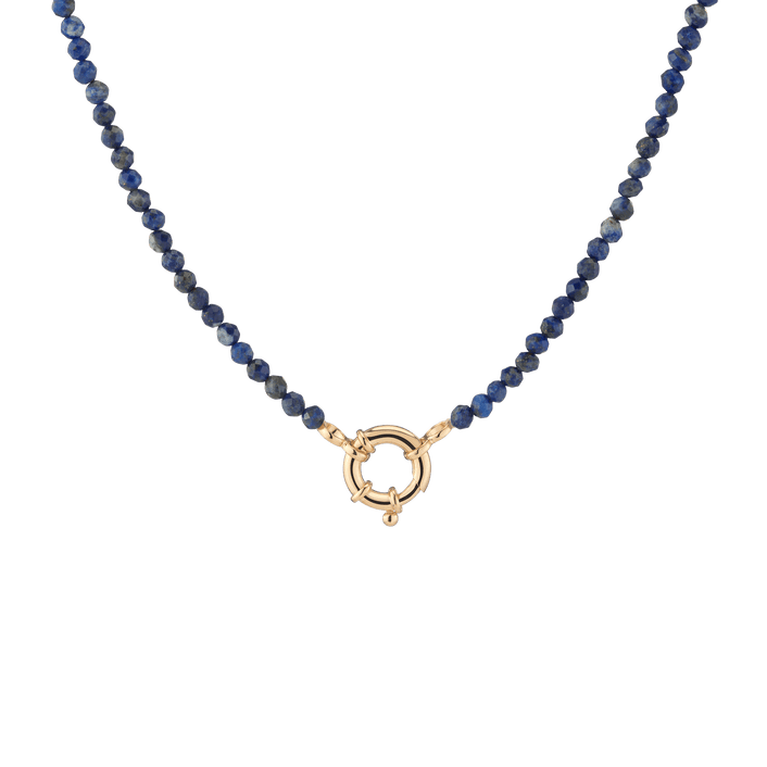 Aura Beaded Necklace Vermeil 14k Yellow Gold Rose Gold White Gold Blue Lapis 16.5in 18in First