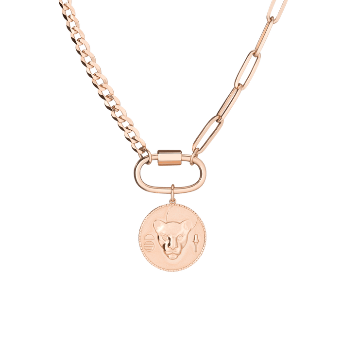 AURATE X KERRY: Lioness Pendant Necklace Vermeil Rose Gold First