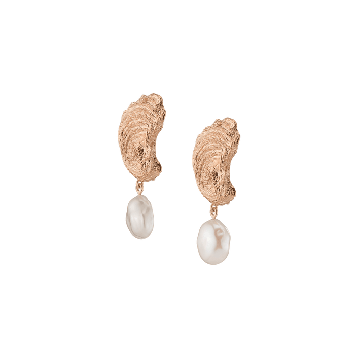 Venus Organic Pearl Gold Earring Large Vermeil Rose Gold Single Pair