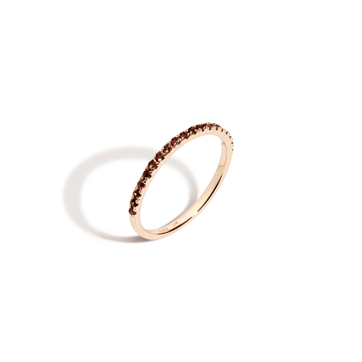 Half Gemstone Eternity Ring - Red Garnet 14k 18k Yellow Gold First