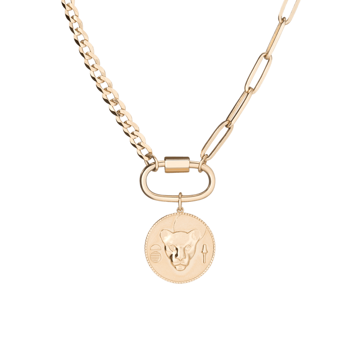 AURATE X KERRY: Lioness Pendant Necklace Vermeil Yellow Gold First