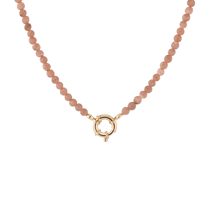 Aura Beaded Necklace - 18in Vermeil 14k Yellow Gold Rose Gold White Gold Pink Rhodochrosite First