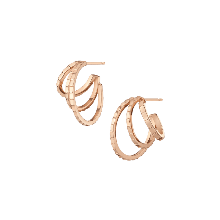 Infinity Deco Triple Gold Hoop Earrings Rose Gold Vermeil 14K 18K Single - Left Single - Right Pair First