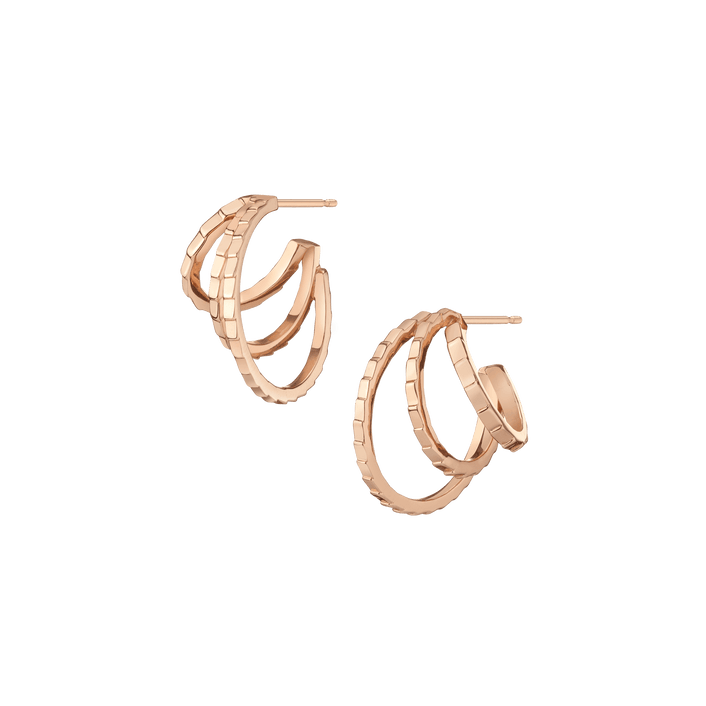 Infinity Deco Triple Gold Hoop Earrings