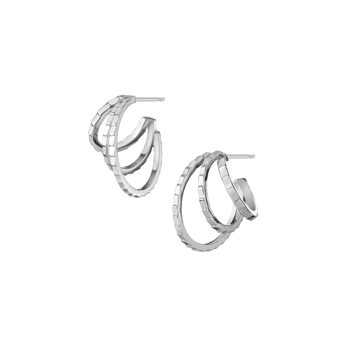 Infinity Deco Triple Gold Hoop Earrings White Gold Vermeil 14K 18K Single - Left Single - Right Pair First