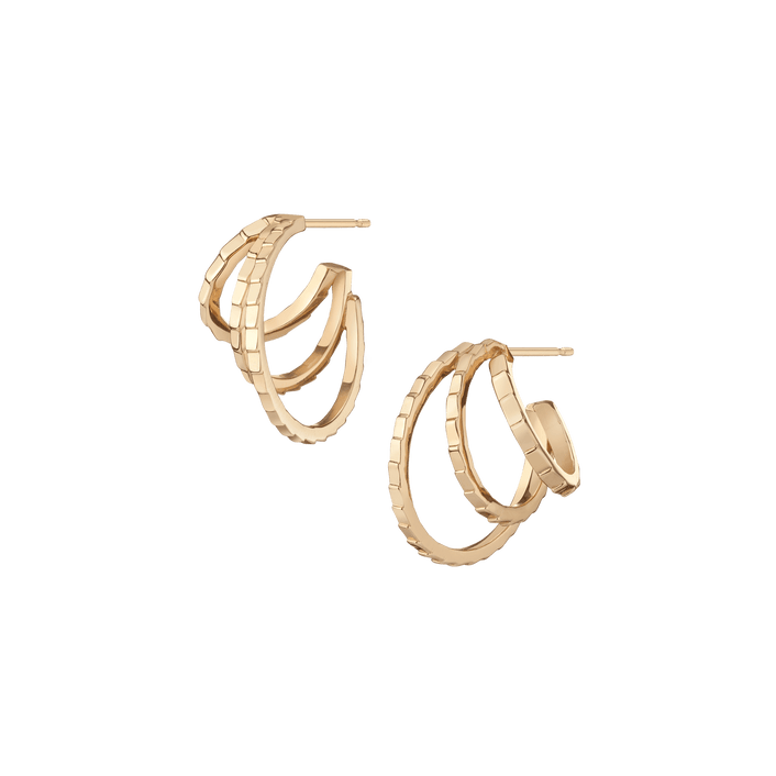 Infinity Deco Triple Gold Hoop Earrings Yellow Gold Vermeil 14K 18K Single - Left Single - Right Pair First