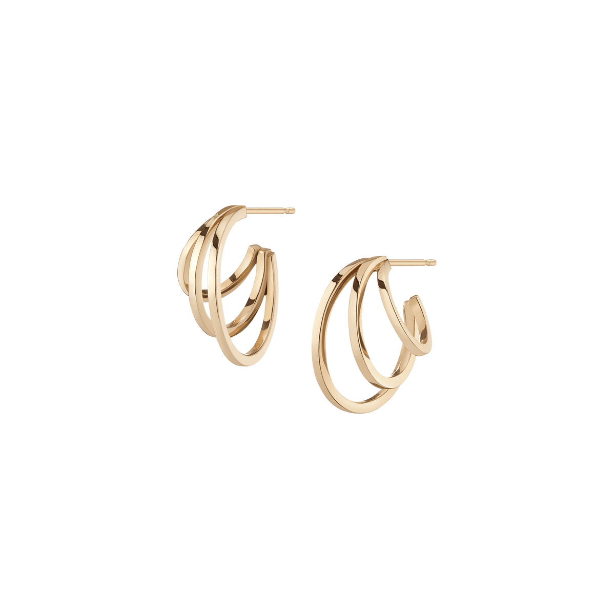 18K YELLOW DESIGNER GOLD CONTOURED & TWISTED HOOP EARRING