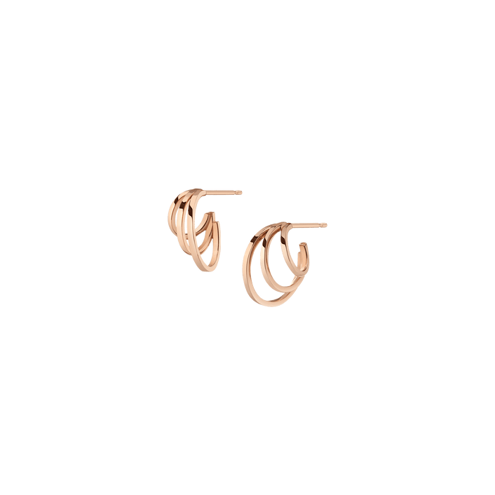 Mini Deco Triple Hoop Earrings Vermeil Rose Gold 14K Rose Gold 18K Rose Gold First Single - Left Single - Right | Pair |