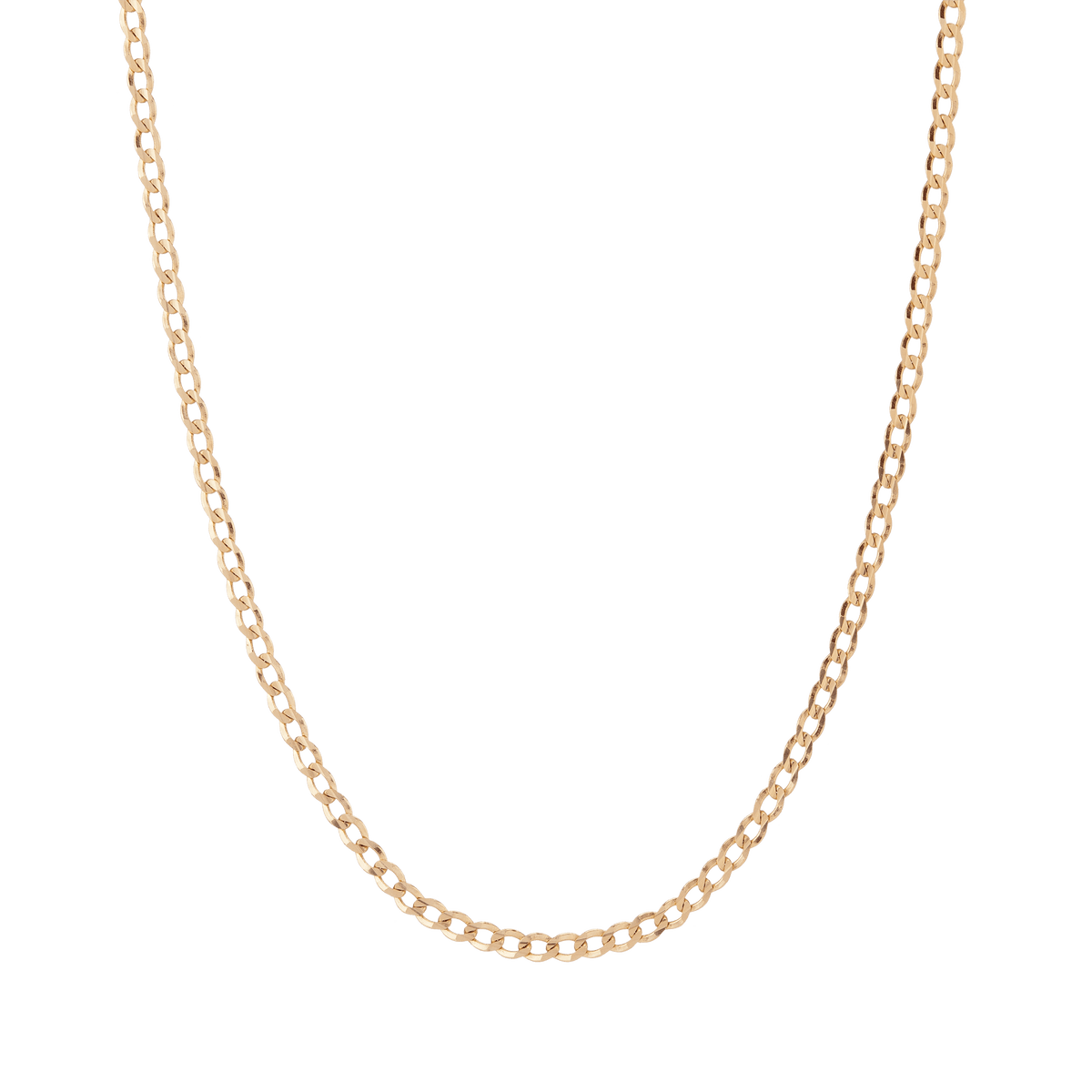 Large Gold Curb Chain Necklace in Yellow, Rose or White Gold