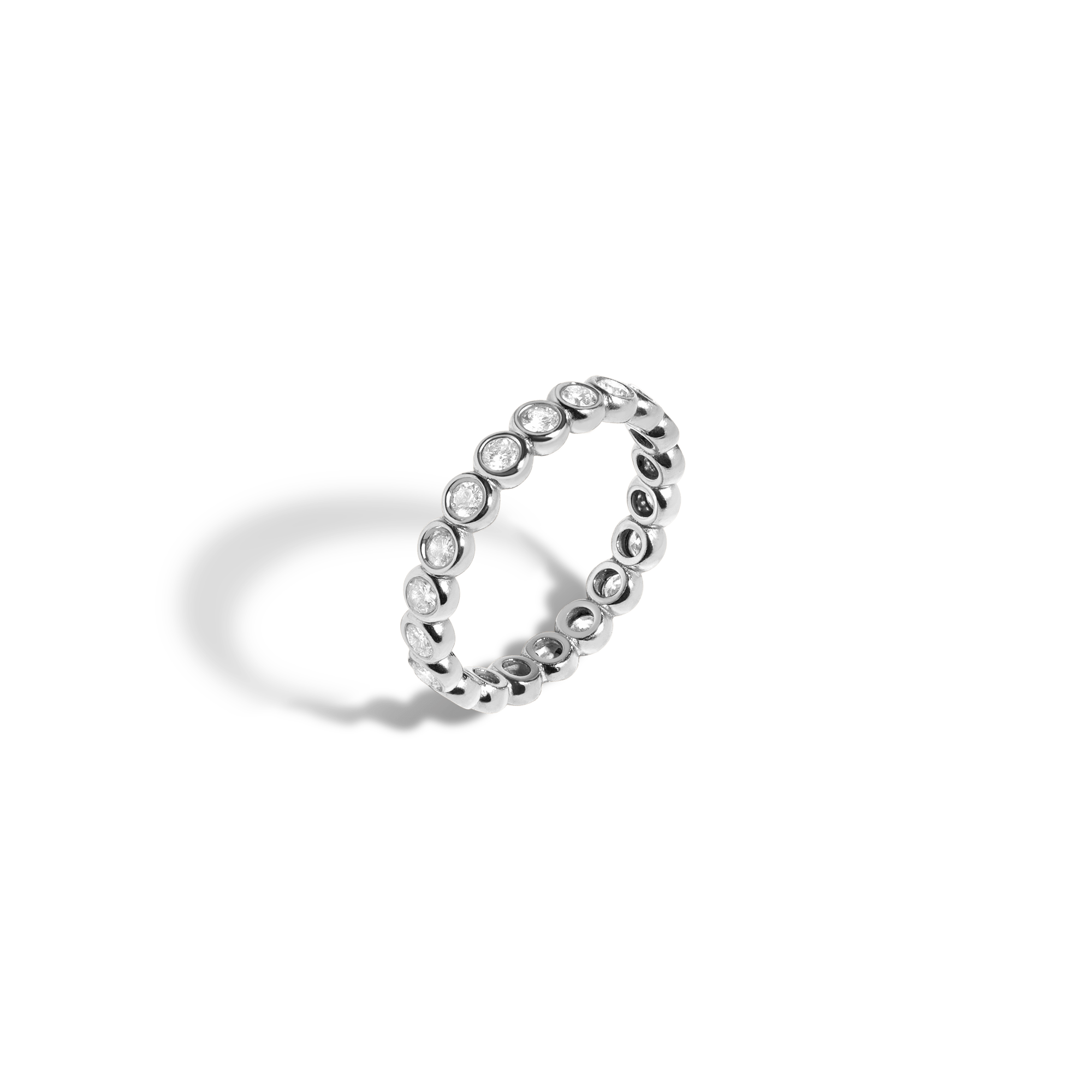 Diamond Bezel Eternity Ring in Yellow, Rose or White Gold.