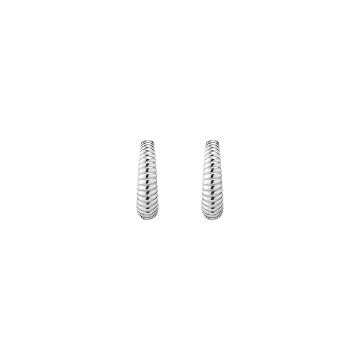 Gold Ridged Arch Hoops Vermeil 14K 18K White Gold Single Pair 