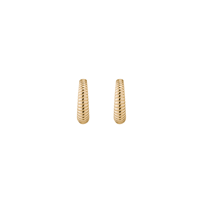 Gold Ridged Arch Hoops Vermeil 14K 18K Yellow Gold Single Pair 