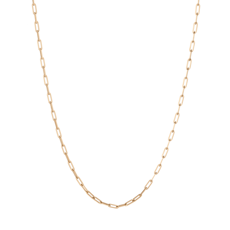 14K Paperclip Chain Necklace 18 Inch Lobster Clasp
