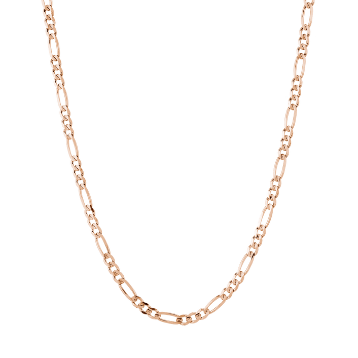 Large Gold Figaro Chain Necklace Vermeil 14K Rose Gold 18in 22in First