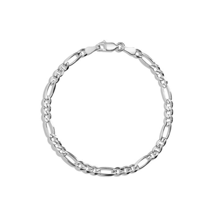 Large Gold Figaro Chain Bracelet Vermeil 14K White Gold