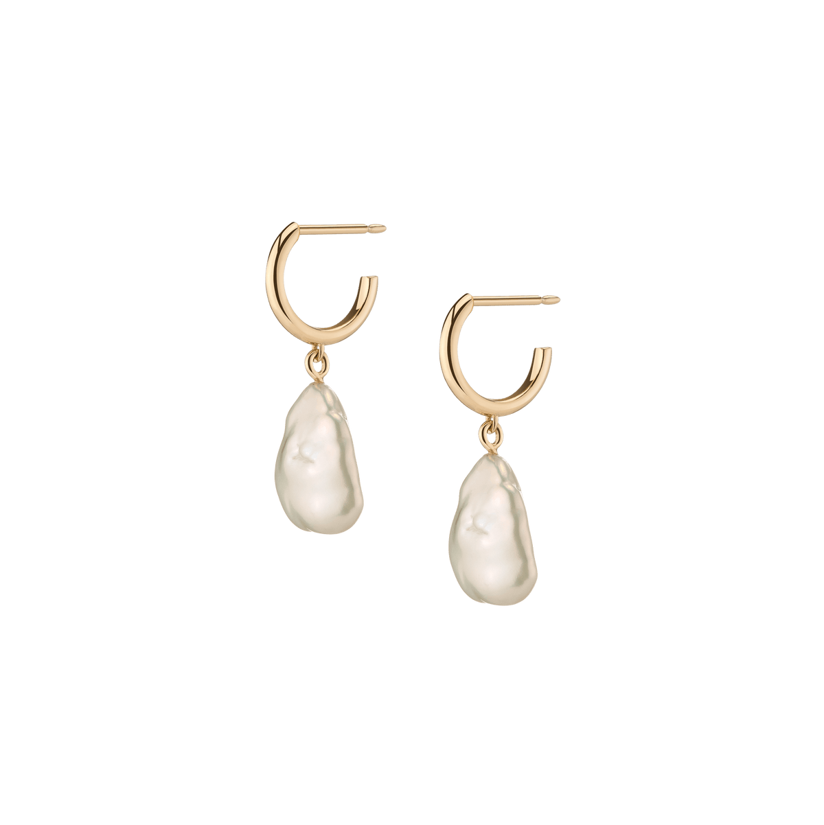 Aurate New York Organic Pearl Drop Huggie Earrings