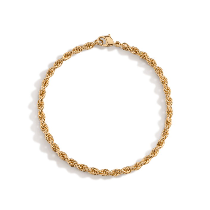 Gold Rope Chain Bracelet Vermeil 14K Yellow Gold