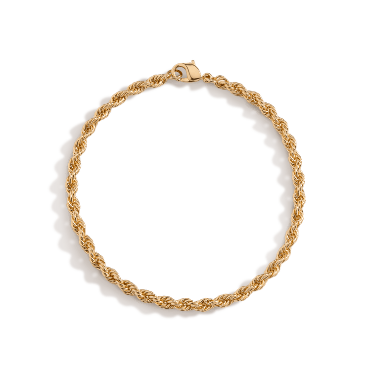 Gold Rope Chain Bracelet in Yellow, Rose or White Gold