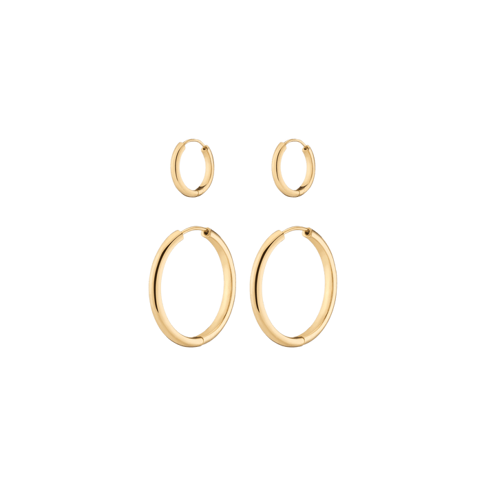 Endless Gold Hoop Earrings Set Vermeil 14K 18K Yellow Gold Single Pair First