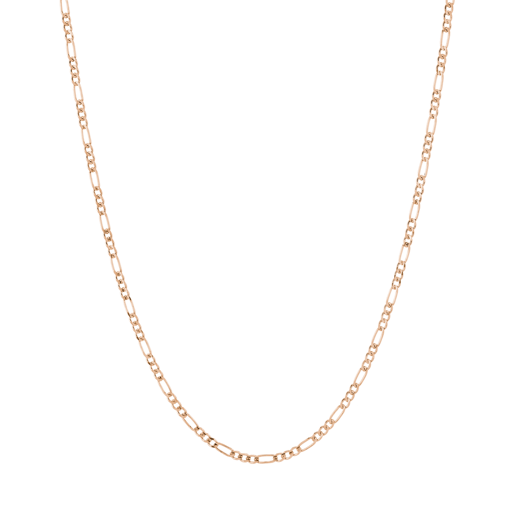 Medium Gold Figaro Chain Necklace in Yellow, Rose, or White Gold