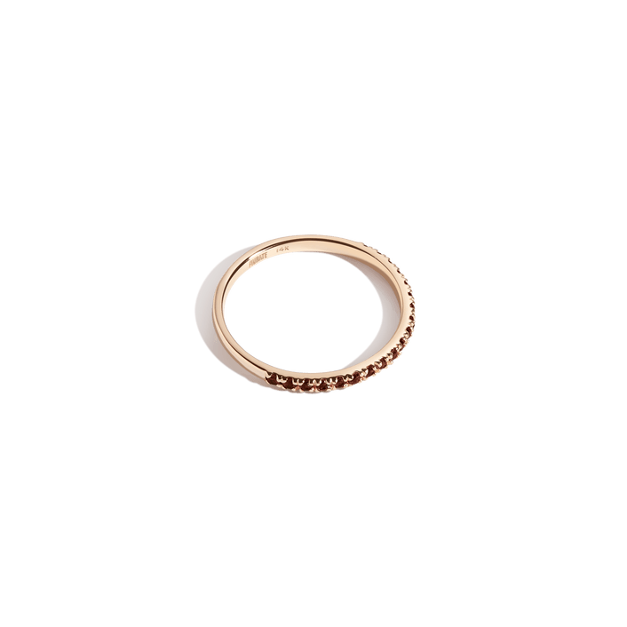 Half Gemstone Eternity Ring - Red Garnet 14k 18k Yellow Gold