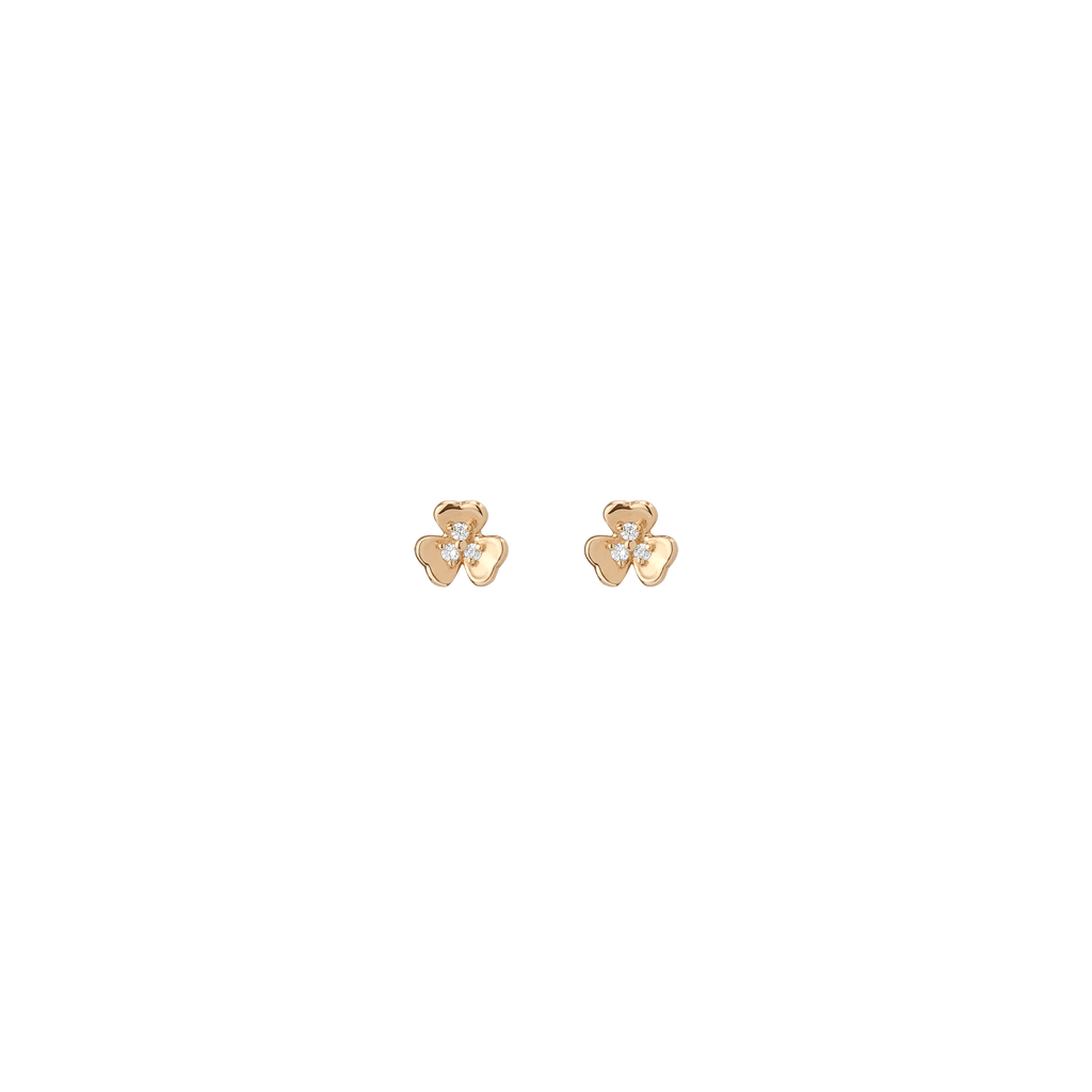 Clover Stud Earrings in Yellow, Rose or White Gold