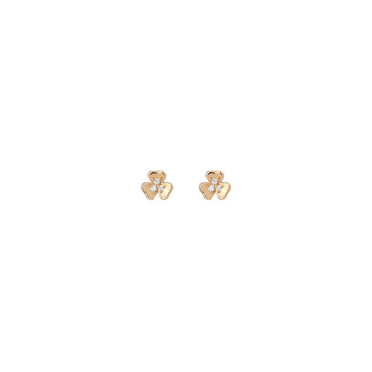 Clover Stud Earrings in Yellow, Rose or White Gold