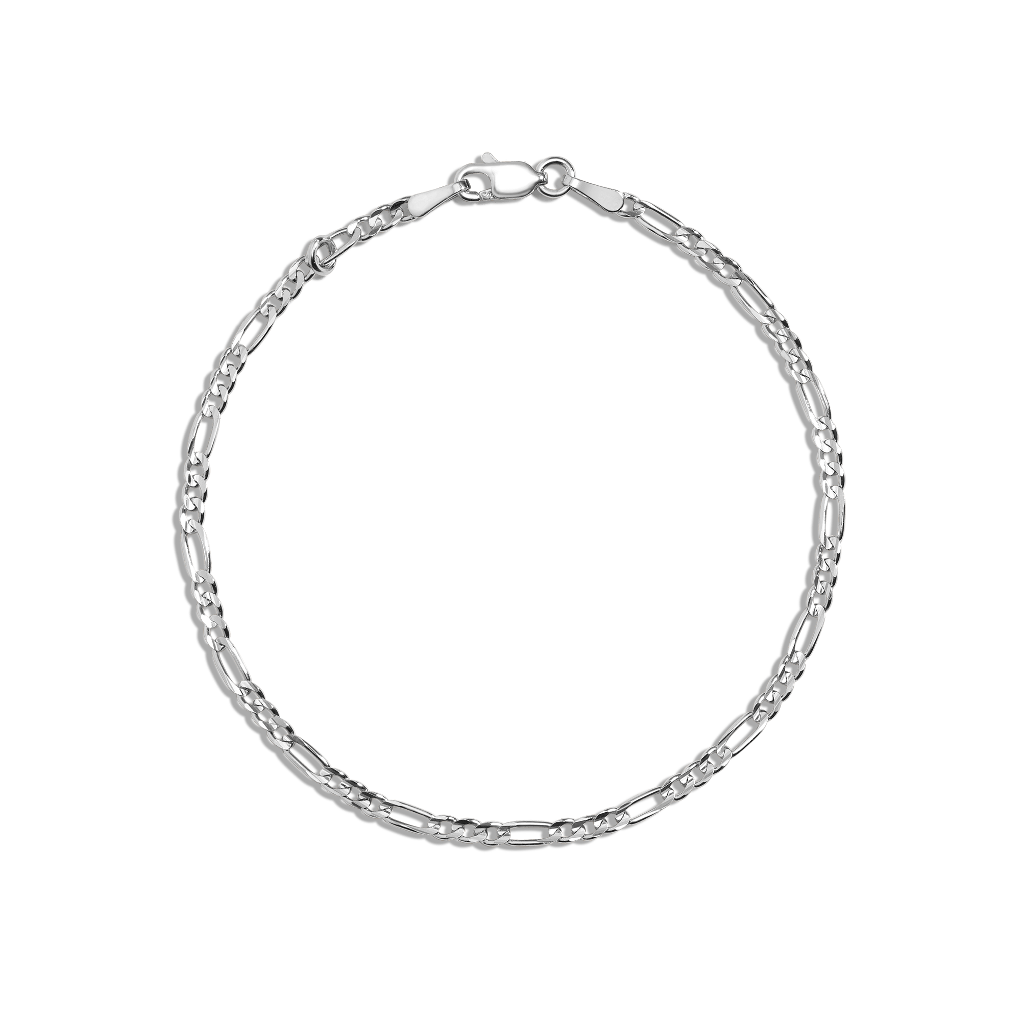 Medium Gold Figaro Chain Bracelet in Yellow, Rose, or White Gold