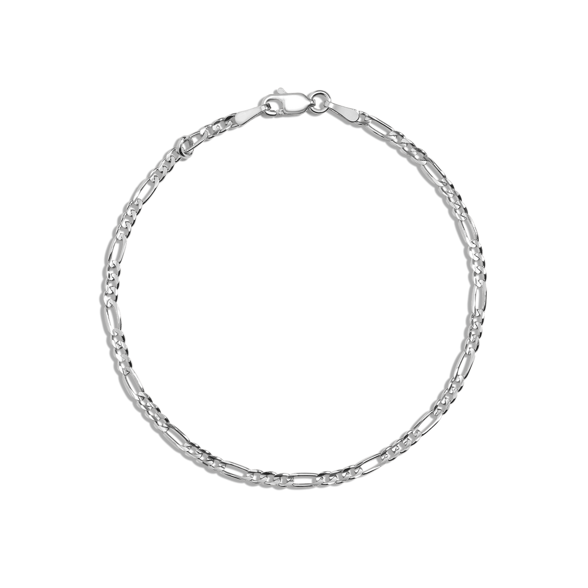 Medium Gold Figaro Chain Bracelet Vermeil 14K White Gold