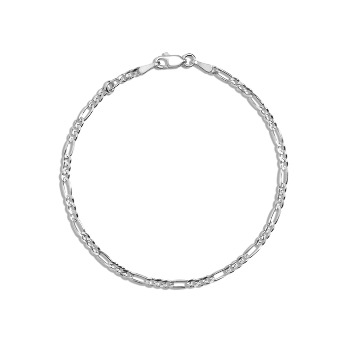 Medium Gold Figaro Chain Bracelet Vermeil 14K White Gold