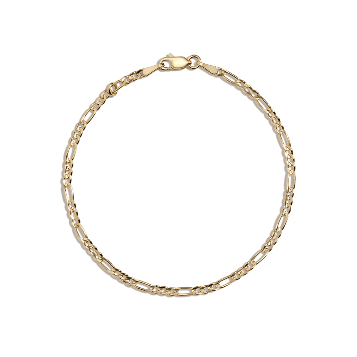 Medium Gold Figaro Chain Bracelet Vermeil 14K Yellow Gold