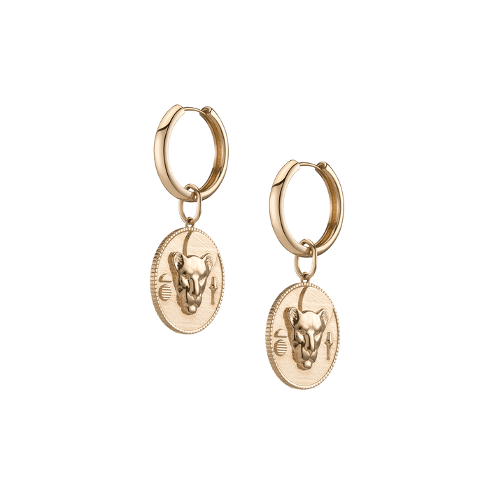 AURATE X KERRY: Lioness Pendant Hoop Earrings