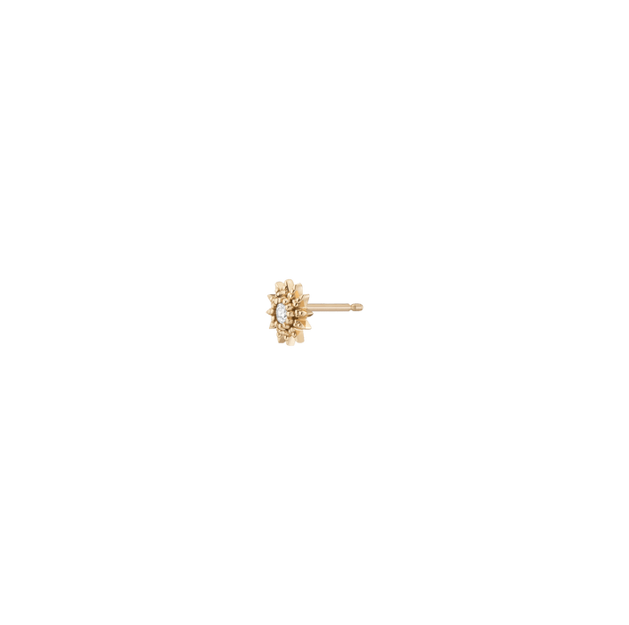 Diamond Soleil Stud Earring 14K 18K Yellow Gold Single