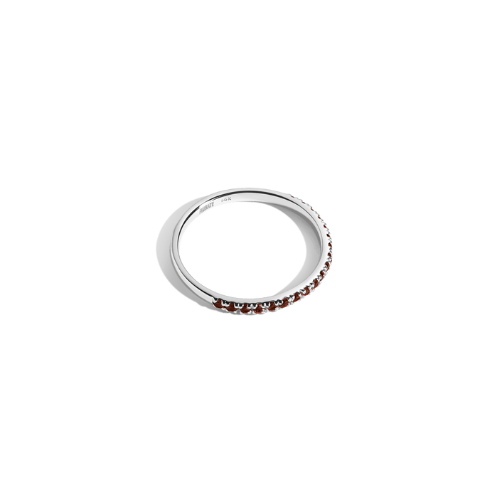 Half Gemstone Eternity Ring - Red Garnet 14k 18k White Gold 