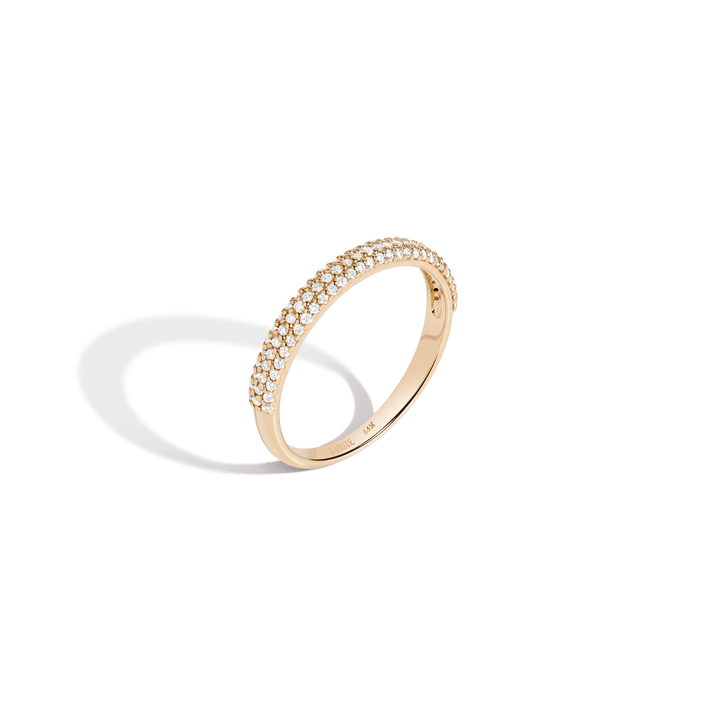 Pavé Three Tier Diamond Ring 14K 18K Yellow Gold First