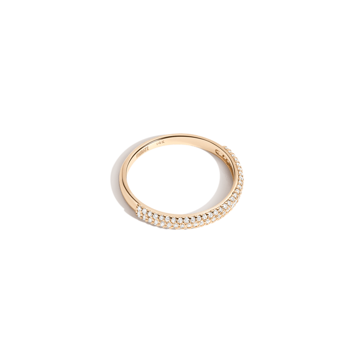 Pavé Three Tier Diamond Ring 14K 18K Yellow Gold