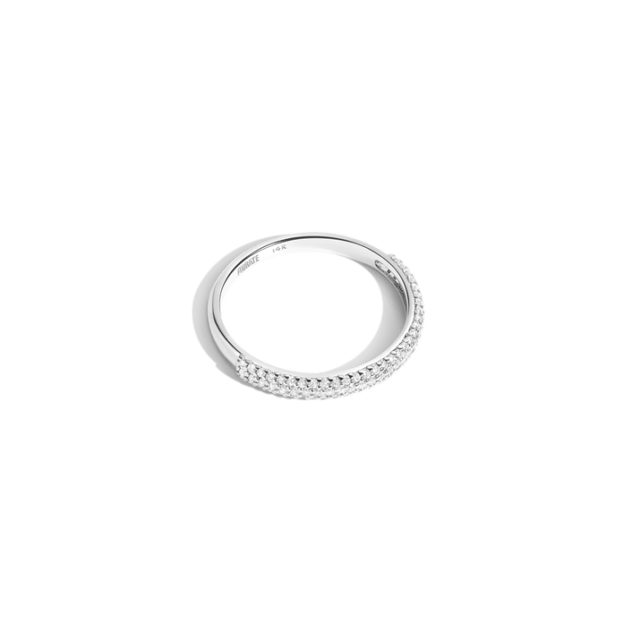 Pavé Three Tier Diamond Ring 14K 18K White Gold