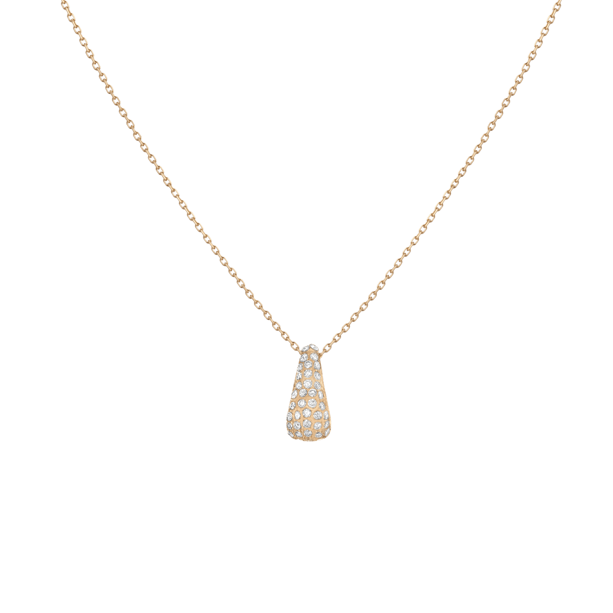 Pavé Diamond Teardrop Necklace in Yellow, Rose or White Gold