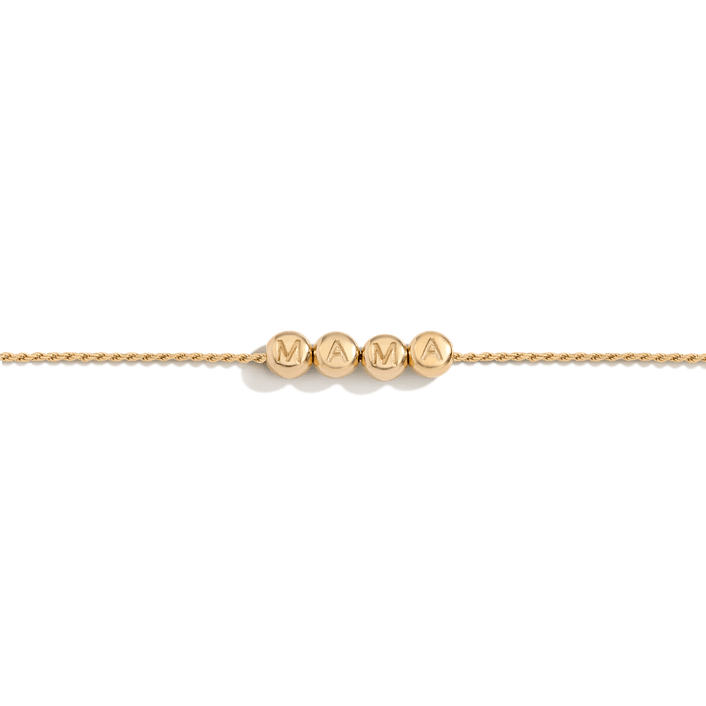 Beaded Slider Bracelet Vermeil 14K 18K Yellow Gold Mama 8in (~age 0-12Y) 10in (~age 13Y+)