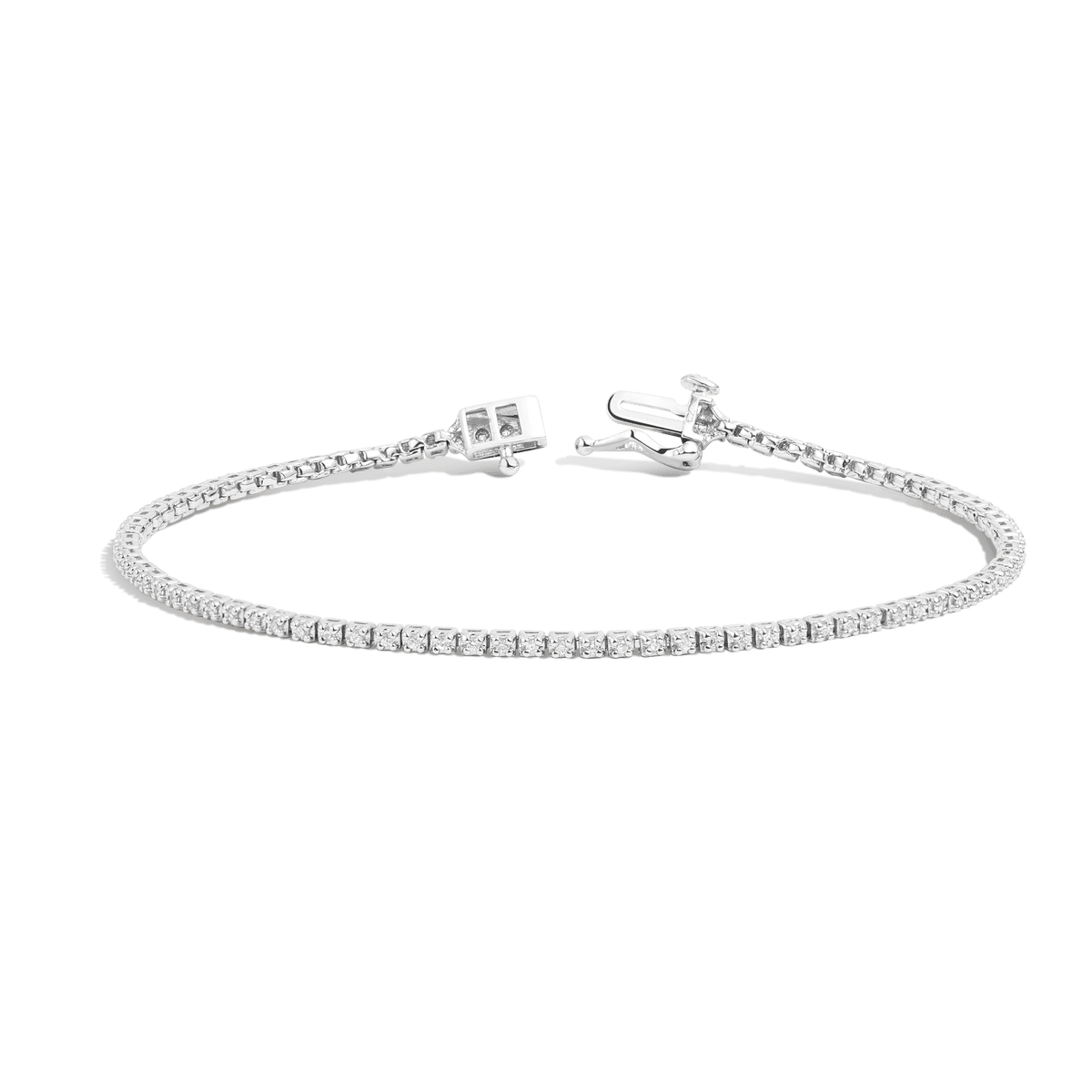 V-Style Diamond Tennis 18K White Gold Necklace