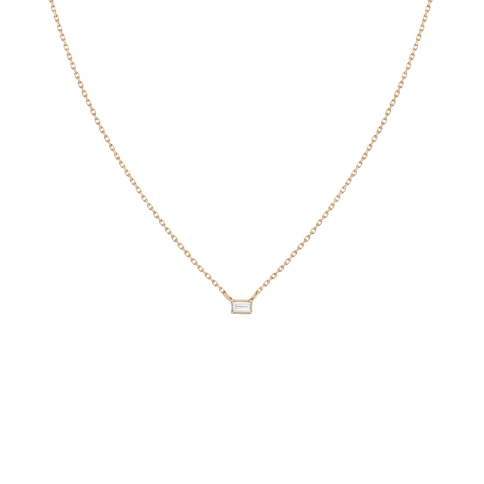 Solo Baguette Diamond Necklace Yellow Gold 14K 18K First