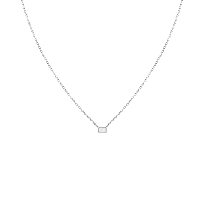 Solo Baguette Diamond Necklace White Gold 14K 18K First