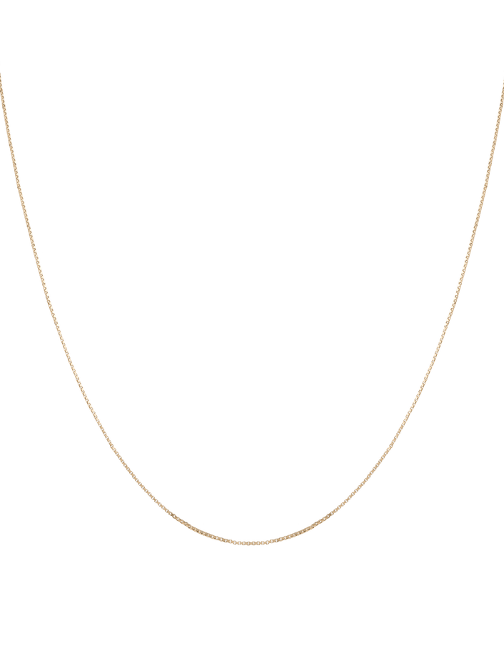 Small Box Chain Necklace 14K 18K Yellow Gold First