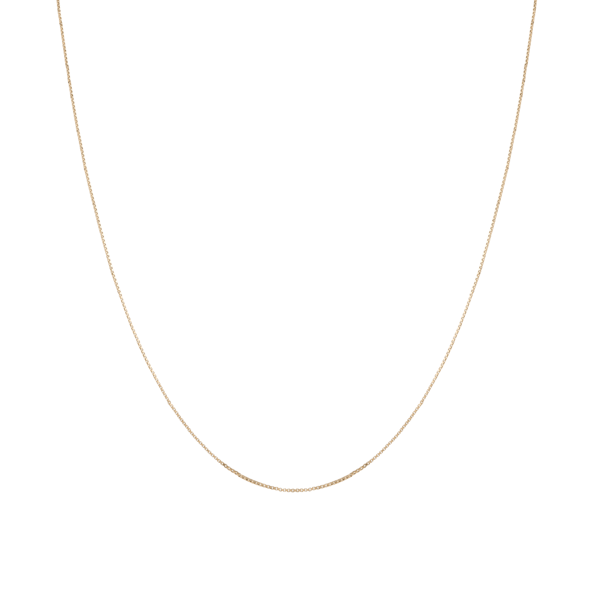 Small Box Chain Necklace 14K 18K Yellow Gold First