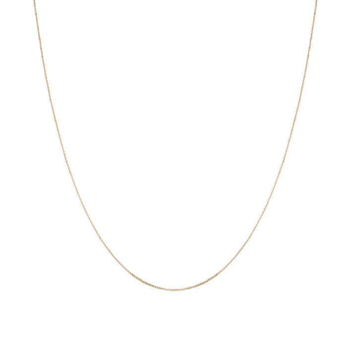 Small Box Chain Necklace 14K 18K Yellow Gold First