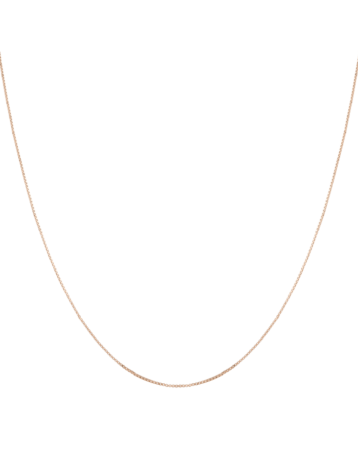 Small Box Chain Necklace 14K 18K Rose Gold First