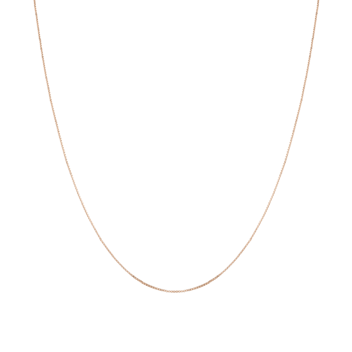 Small Box Chain Necklace 14K 18K Rose Gold First