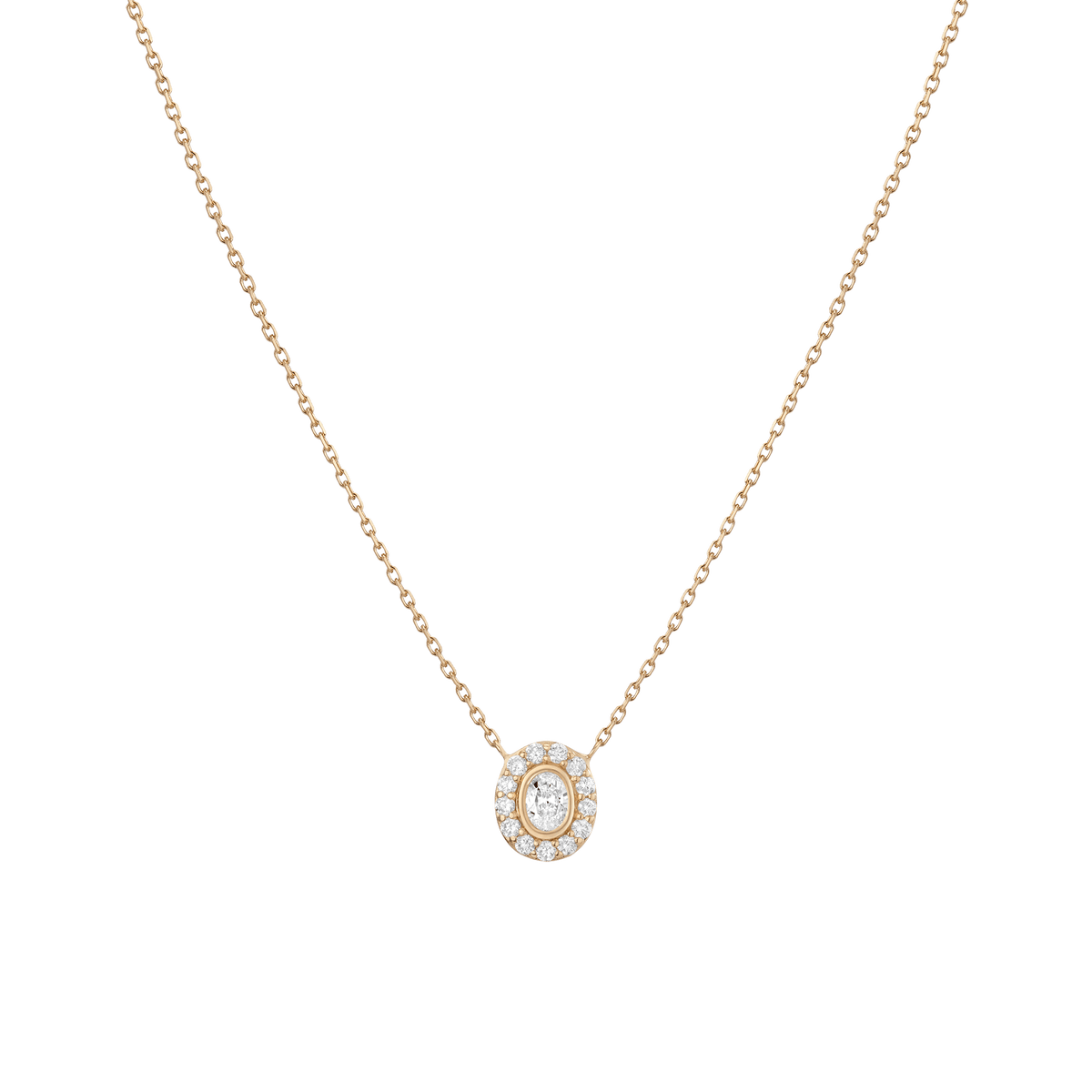 Rose Oval Locket Necklace 14K Solid Gold Locket Necklace 