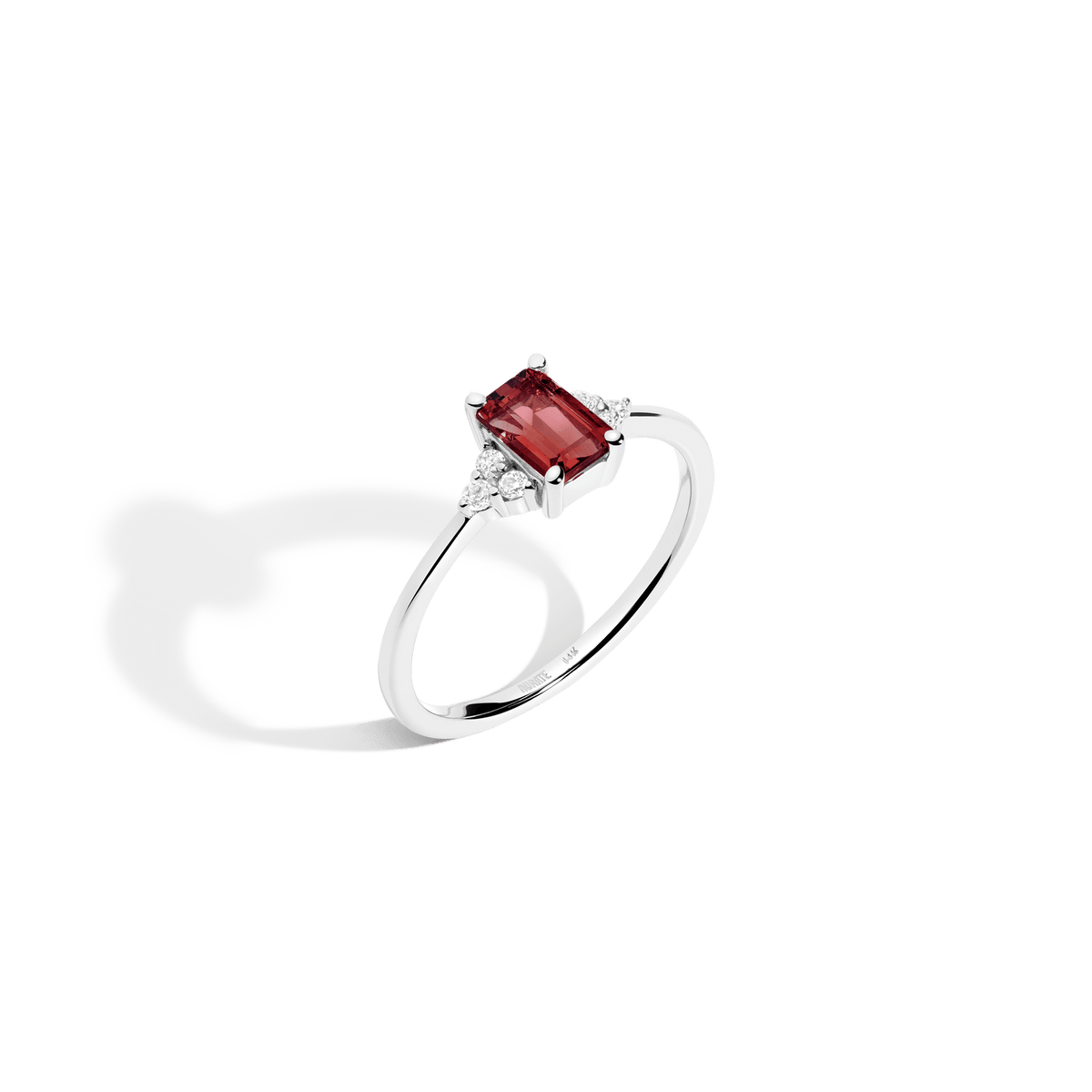 Vintage Emerald Cut Ring Vermeil 14K 18K White Gold Pink Tourmaline