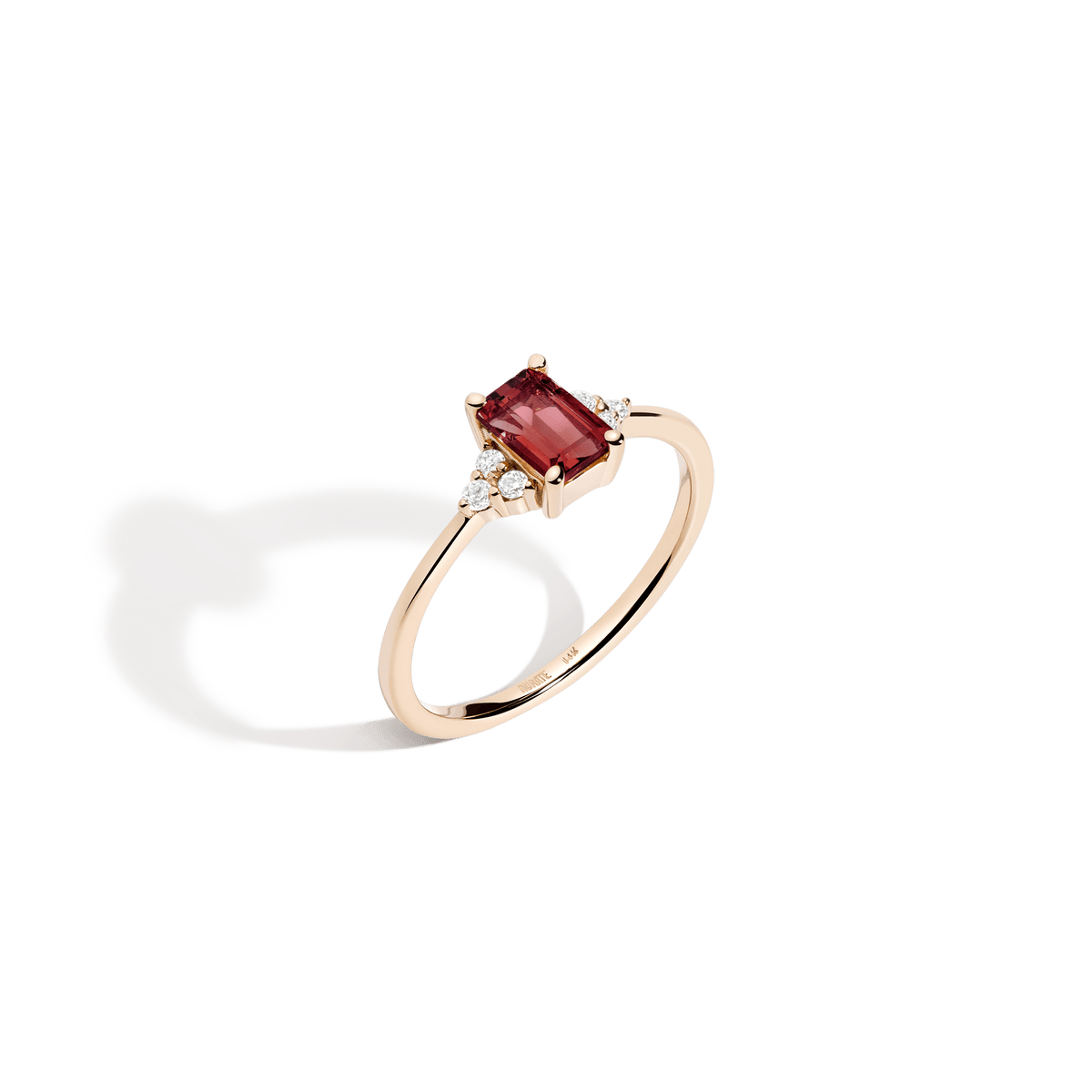 Vintage Emerald Cut Ring Vermeil 14K 18K Yellow Gold Pink Tourmaline